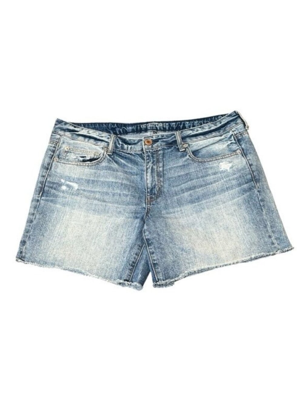 American Eagle Women's 16 Denim Blue Jean Shorts Cutoff Distressed AE Mid Rise
